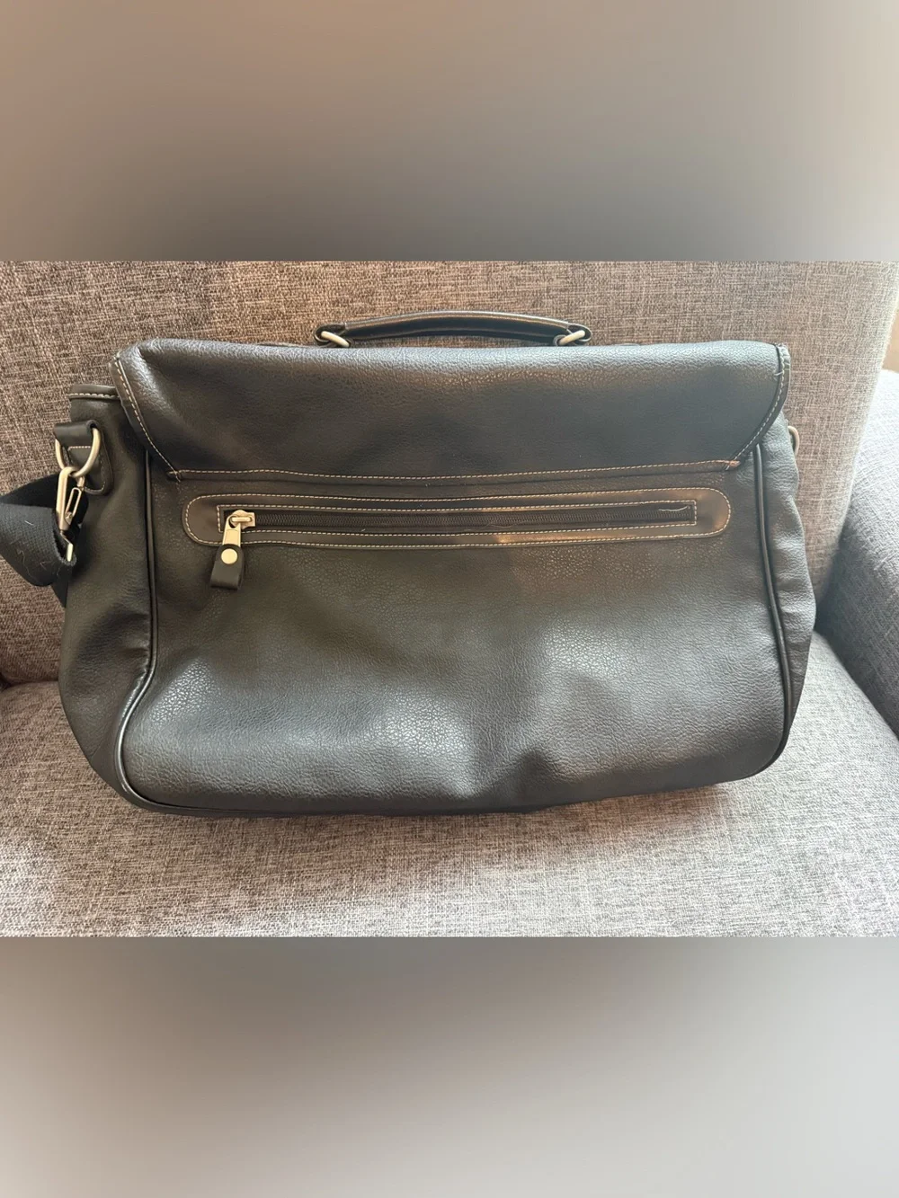 Vintage Gap Faux Leather Black Messenger Bag Briefcase